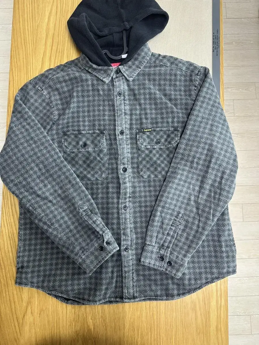 supreme Houndstooth Flannel Hooded Shirt-